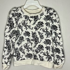 Janie and Jack black and white knit sweater with puff sleeves, girls size 5